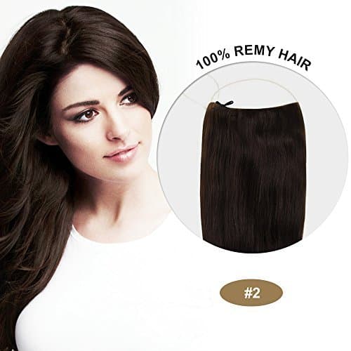 COCO Remy Hair Extensions Straight 100% Human Hair 20 Inches (Dark Brown)