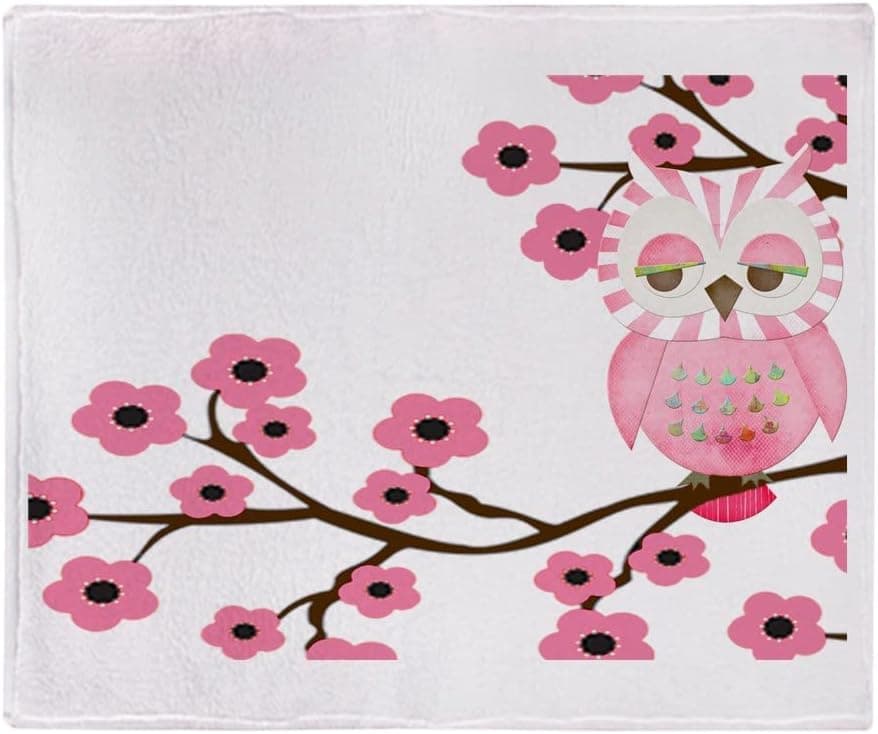 CafePress Cherry Blossom Owl Throw Blanket Super Soft Fleece Plush Throw Blanket, 60"x50"