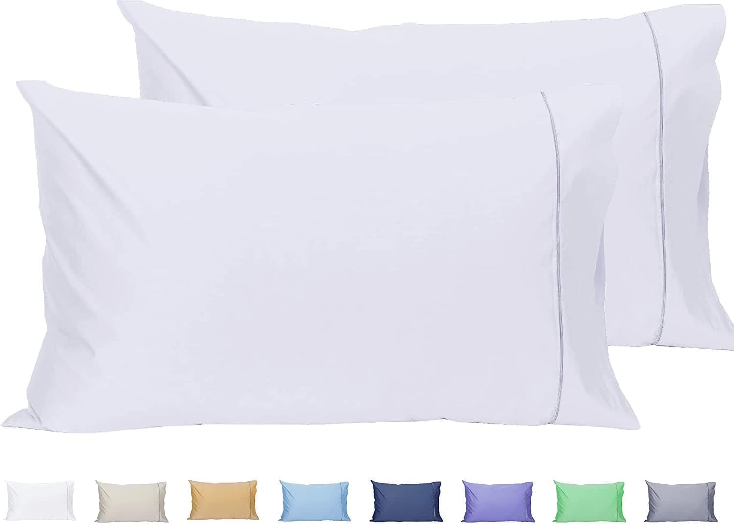 Precious Star Linen King Pillowcases - Set of 2 - Envelope Closure - Soft 100% Cotton 20x40 Inch Pillowcase for Sleeping Breathable & Silky Bed Pillow Cover Hotel Pillowcases White Solid