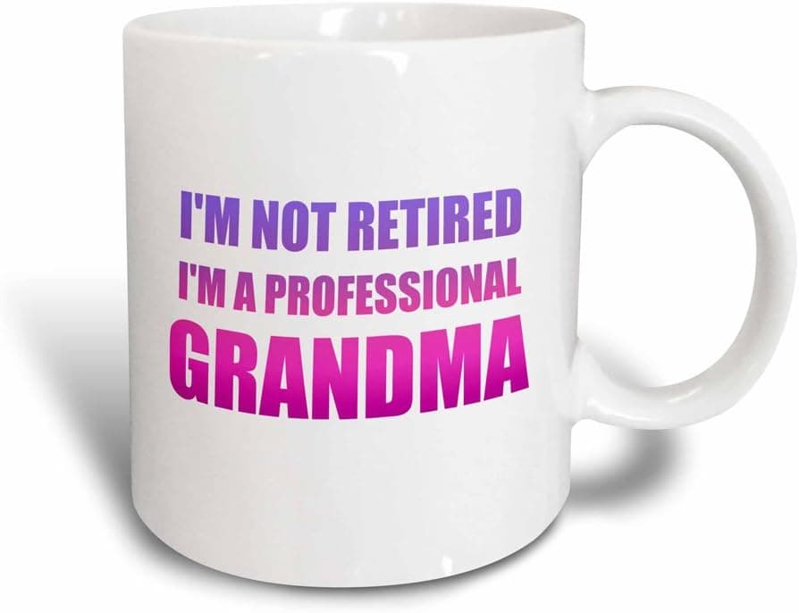 3dRose I'M Not Retired I'M A Professional Grandma-Funny Grandmother Gift Mug, 11 oz, Pink/Purple