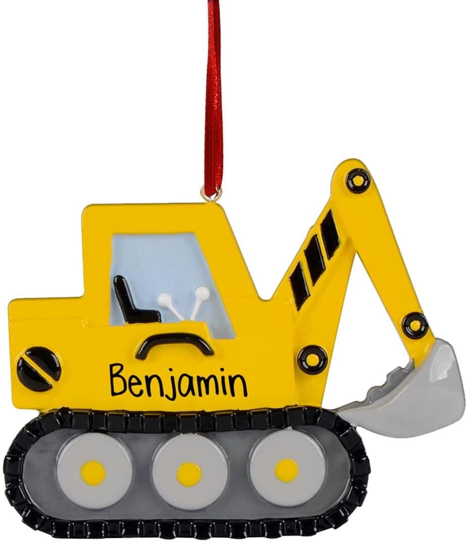 Personalized Backhoe or Excavator Christmas Ornament - Construction Equipment - Heavy Machinery - Earth Movers - Free Personalization