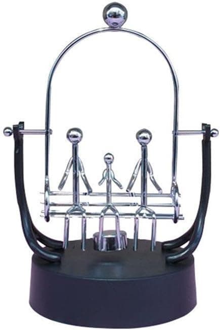 PROW® Stainless Steel Frame Family 3 Members Swings Sculpture Model Perpetual Motion Balance Toy Newtons Cradle Best Office Desktop Decor Figurines Miniatures Gift