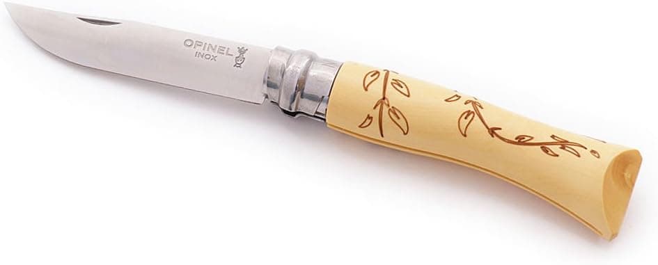 Opinel N Degree07 Nature - Leaves Boxed Stainless Steel Knife, 8 cm Blade