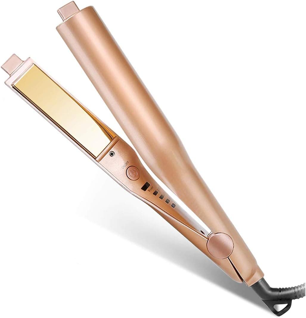 Hair Straightener and Curler 2 in 1 Ceramic Curling Flat Iron Pro for Hair Styling Tools, CLORIS Hair Straightening Irons Dual Voltages with 3D Concave and Convex Titanium-Plated-Black