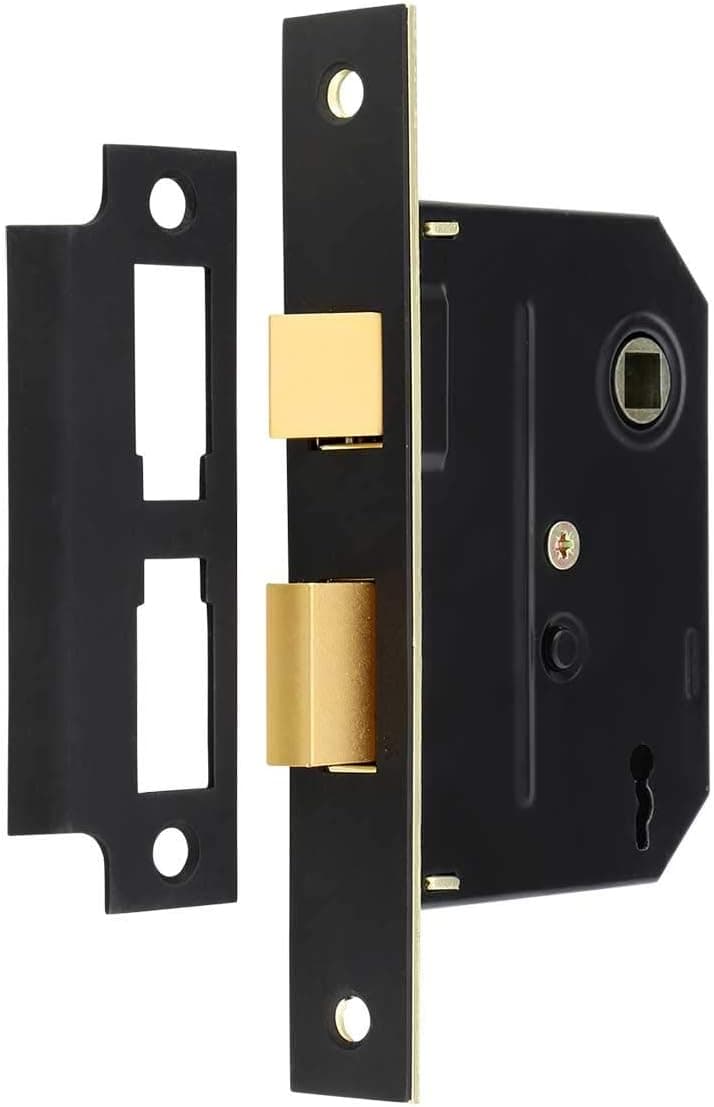 Standard Mortise Lock with Brass Face and Strike Plates in Oil Rubbed Bronze