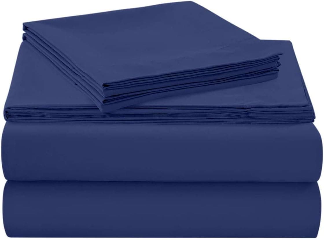 HollyHOME 1500 Soft Brushed Microfiber Bed Sheet Set, 4 Pieces Twin Size Sheets, Blue