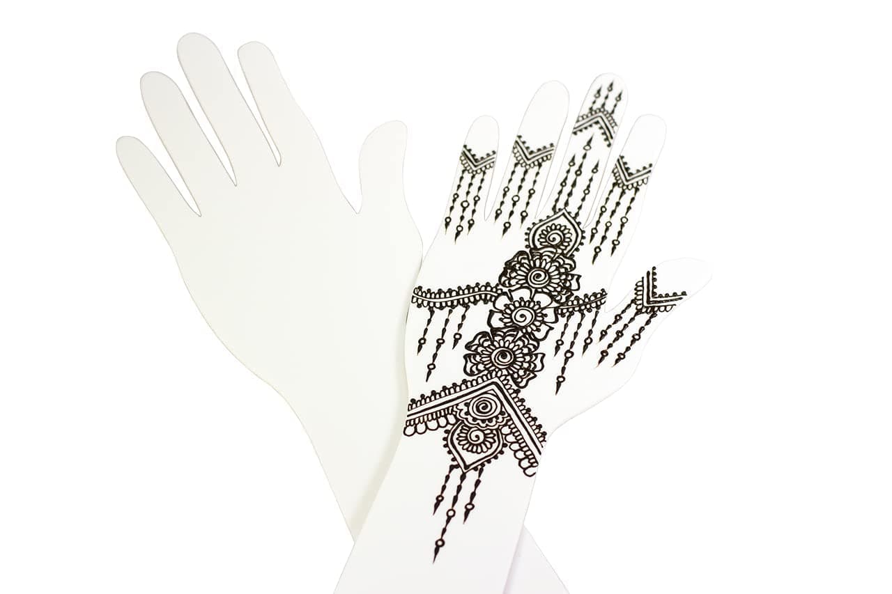 Acrylic plastic henna hand template for practice temporary tattoo mehendi heena body art, White