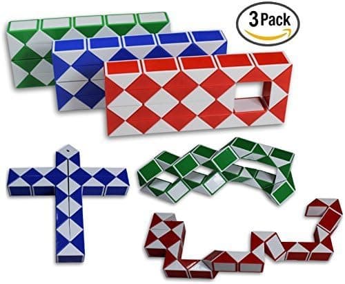 Magic Snake Cube Twist Puzzle Bundle of 3! 36 Wedges! 3 Large Cubes (Large 3 Pack)