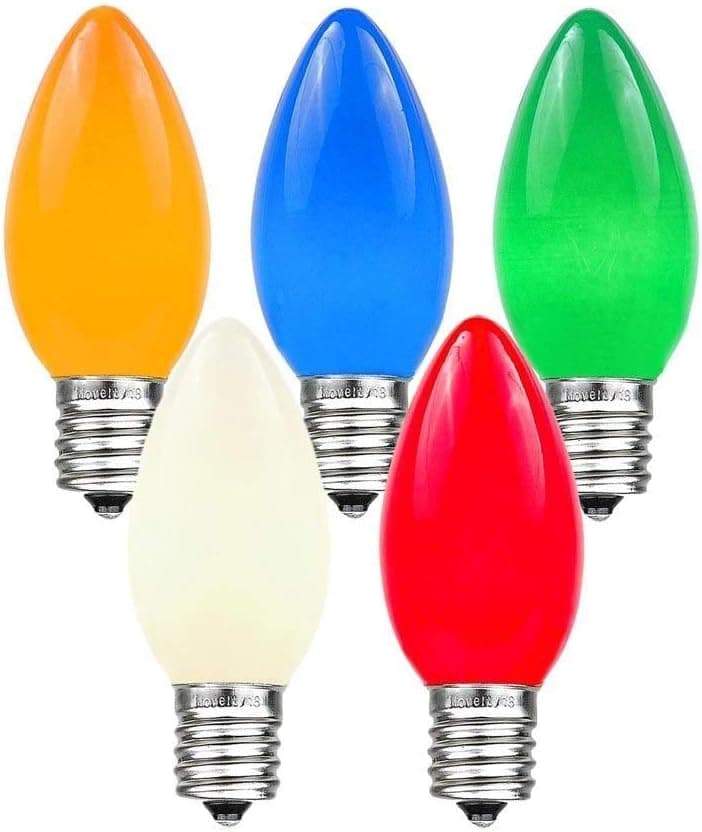 C9 - Ceramic Multi-Color - 7 Watt - Intermediate Base - Christmas Lights - 25 Pack