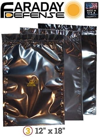 (3) Faraday Cage Laptop X-Large EMP/ESD Bags 12x18 Interior Yellow Shield Survivalist/Preppers 3pk