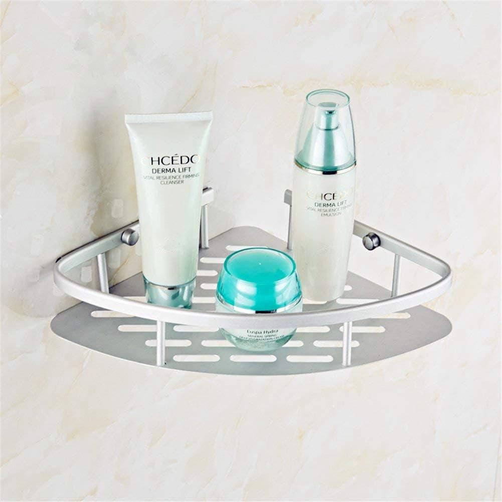 LIVILAN Space Aluminum Bathroom Corner Shelf Shower Caddy,Wall Mounted 1 Tier Corner Shampoo Holder Rack