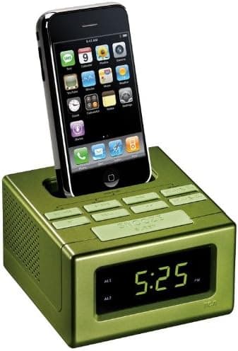 RCA RC130iGR Clock Radio with Built-in iPod Dock 4G iPod and iPhone Compatible - Green