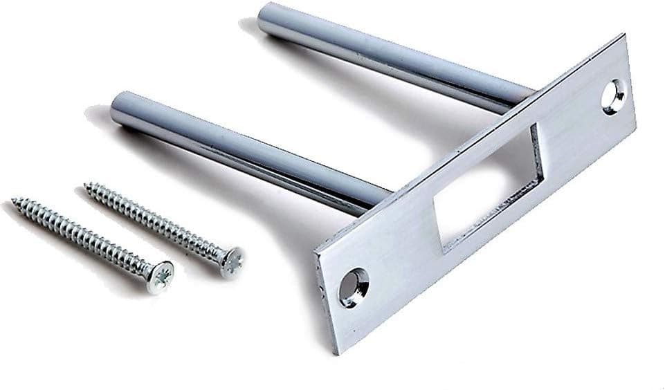 Door Reinforcement | Deadbolt Strike Plate Reinforcer | Anti Kick Door | Two Post Strike Plate | TUFF STRIKE | Satin Nickel