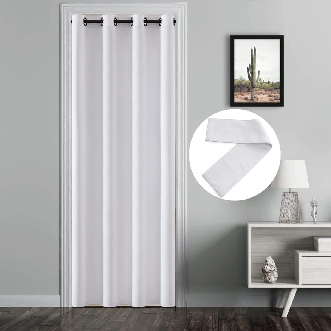White Closet Curtains for Sliding Doorway/Slider Screen Door,Dog/Cat/Pet Easy Through,Wind Blocker,Insulation Privacy Hanging Door Screen for Interior Room/Pantry/Bedroom,1 Panel,80 Inch Length