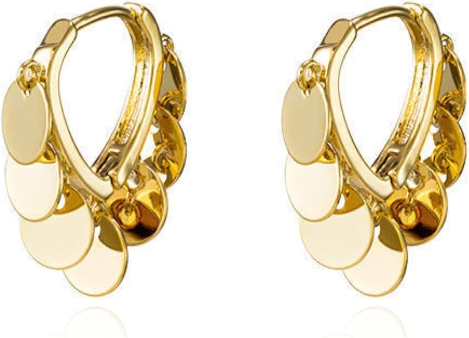 Chotory Gold Huggies Hoop Earrings for Women, Gold Circle Disc Dangle Drop Small Hoops, Girls Lightweight Tiny Round Dangle Drop Statement Earrings dainty Jewelry for Gifts