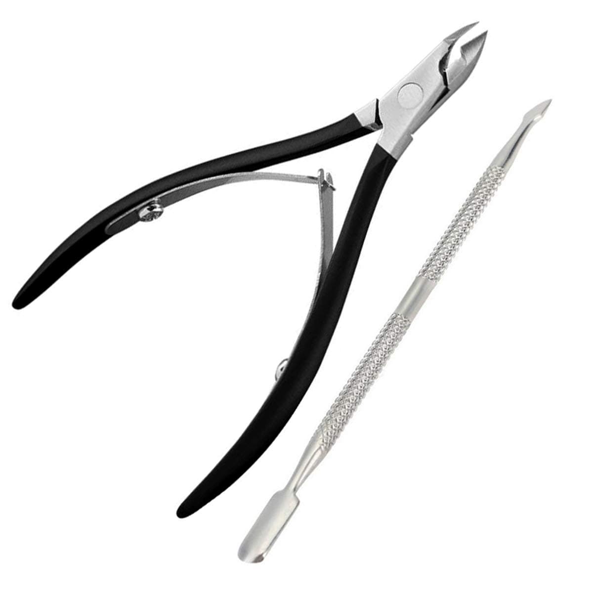 Cuticle Trimmer Cuticle Nipper Cuticle Pusher Professional Grade Stainless Steel Cuticle Remover and Cutter - Durable Manicure and Pedicure Tool-Beauty Tool Perfect for Fingernails and Toenails-Black