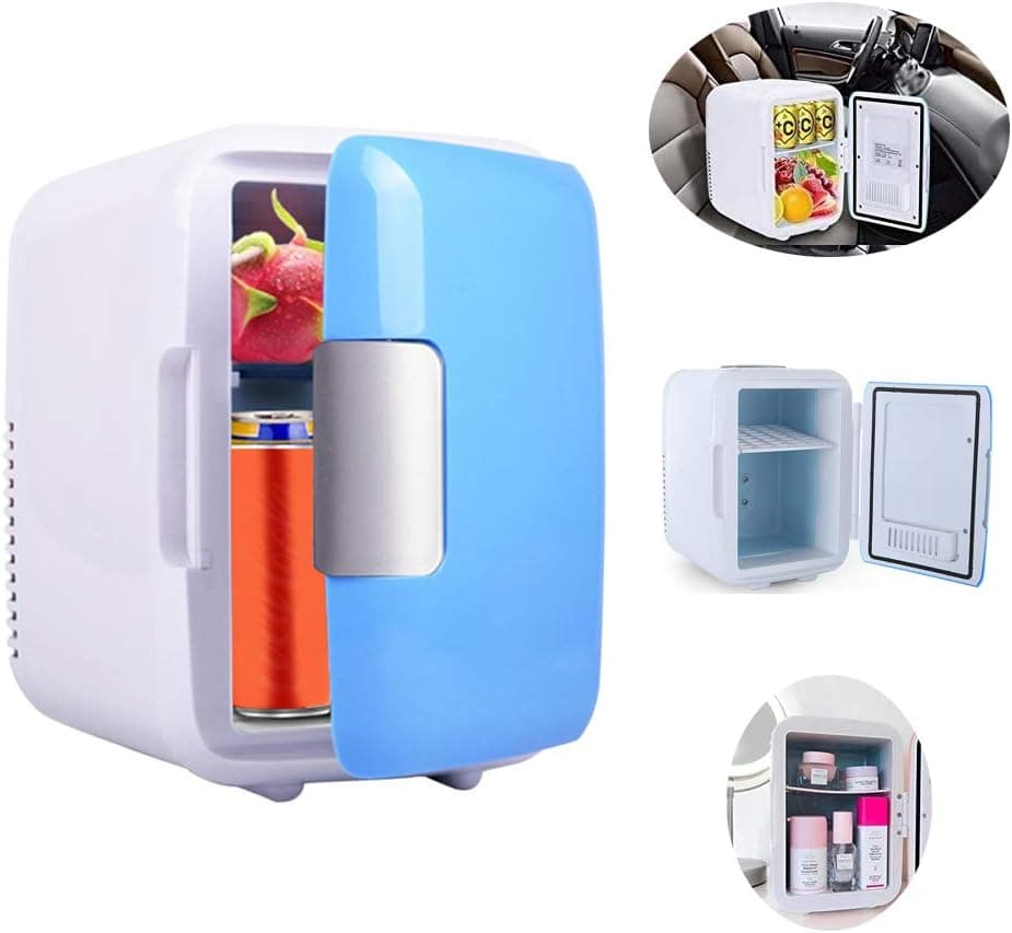 Mini Fridge with Freezer,Portable Mini Fridge Cosmetics Cooler Car Refrigerator 4L, Hot and Cold Small Refrigerator, for Outdoor Travel, Bedroom, Office, Car, Dorm, Kids, Cosmetics