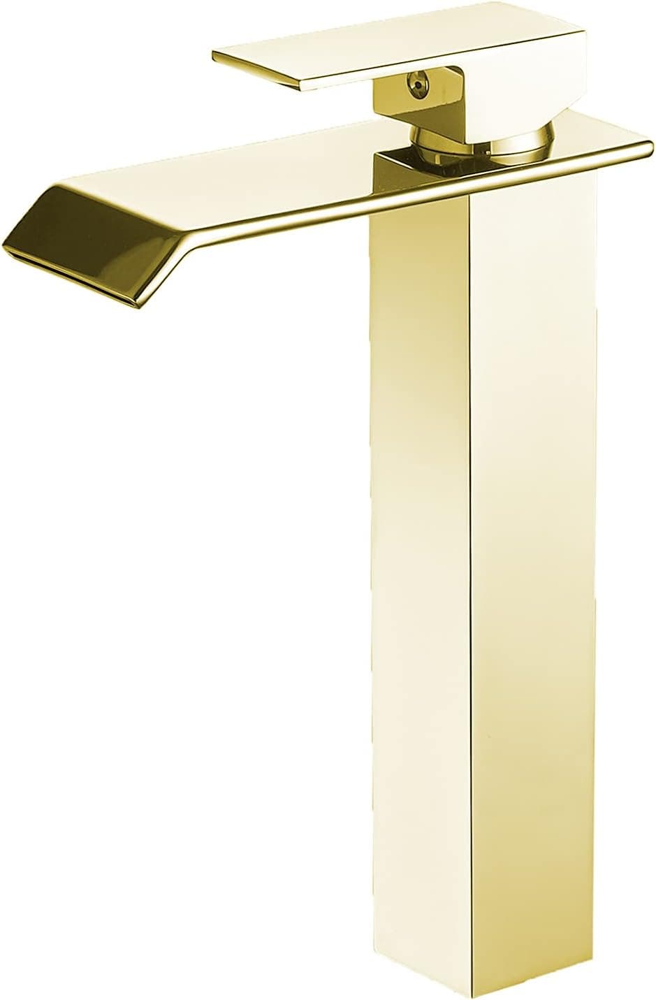 Bathlavish Tall Bathroom Vessel Sink Faucet Aerator Brushed Nickel Single Handle Lavatory Bath Water Stream One Hole Lever Bowl Commercial Mixer Tap Deck Mount Supply Line Lead-Free