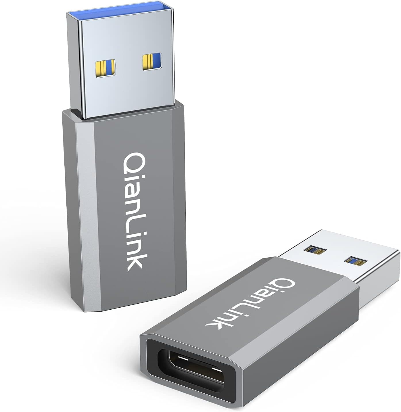 USB C Female to USB Male Adapter (2-Pack), 3.1 USB A to USB C Adapter, One-Sided SuperSpeed Data Sync 10Gbps & 100W Fast Charging - Compatible with Laptop, PC, Charger, Power Bank, Quest Link