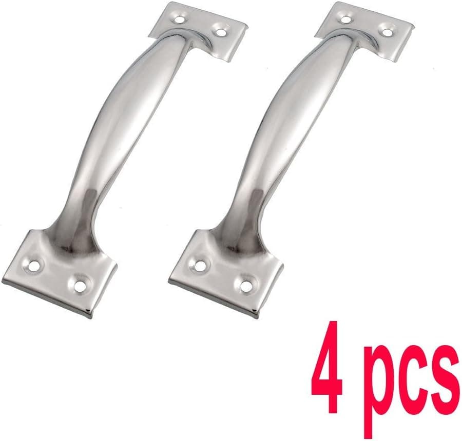 4 Pcs Stainless Steel Silver Tone 6" Fittings Casement Hardware Pull Handles Grips Windows Doors