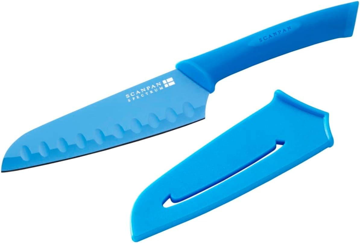 Scanpan Spectrum Santoku Knife, 5-1/2-Inch, Blue