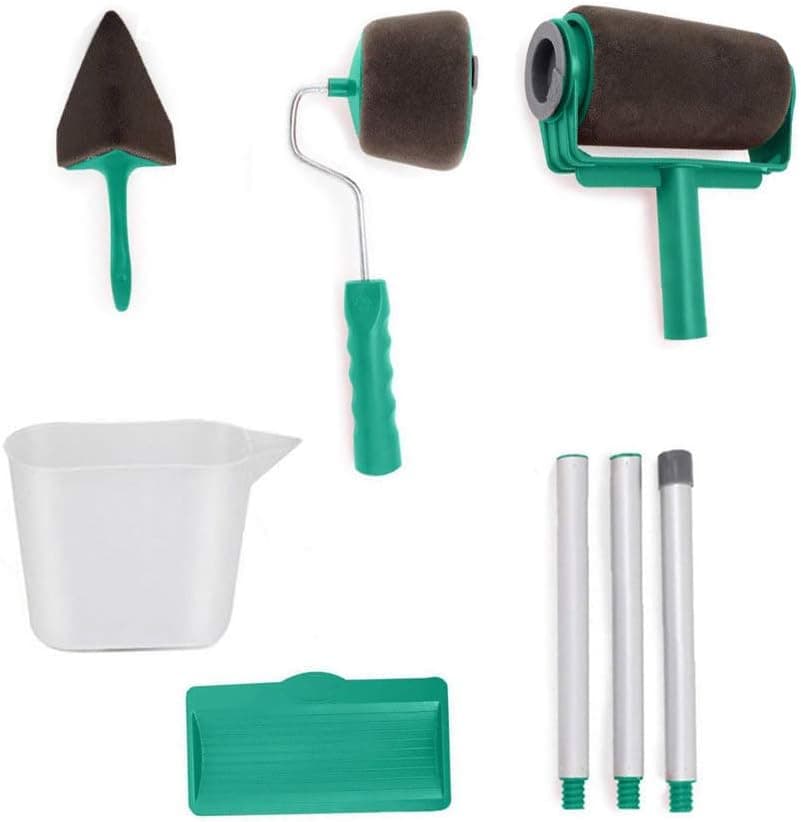Hengwei Paint Roller Kit 9Pcs Upgrades Seamless Brush Kit Multifunctional Paint Runner Tool Set Decorating Tools House Office Wall Printing Painting Supplies