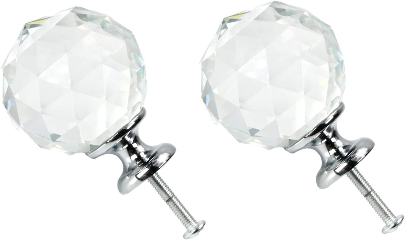 MroMax Crystal Zinc Alloy Pull Handle Cabinet Knobs Cupboard Drawers Cabinet Dresser Bookcase Wardrobe , Silver Tone 2Pcs