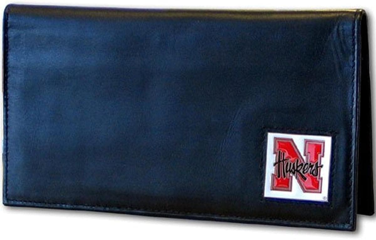 Nebraska Cornhuskers Deluxe Leather Checkbook Cover