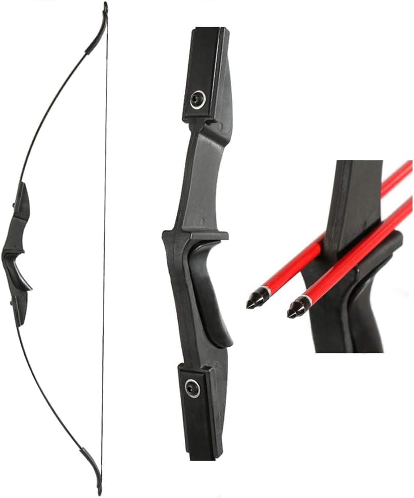 TOPARCHERY Archery 57" Takedown Youth Recurve Bow Hunting Black Long Bow for Beginner Teenagers Right Left Hand Black - Draw Weight 30lbs 40lbs