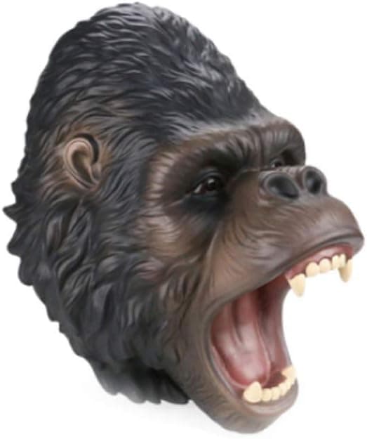 Hiawbon Soft Rubber Gorilla Hand Puppet Realistic Gorilla Head Open Movable Mouth Suitable for Storytelling Teaching Cake Topper Decoration Halloween Decoration