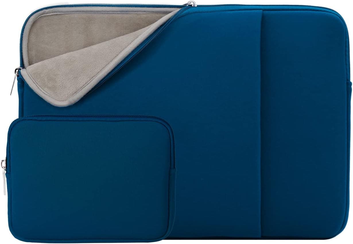 RAINYEAR 14 Inch Laptop Sleeve Protective Case Soft Fluffy Lining Cover Carrying Bag with Front Pocket & Accessories Pouch,Compatible with 14" Notebook Computer Chromebook(Navy Blue,Upgraded Version)