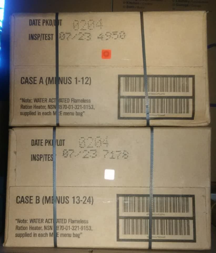 MRE (MEAL-READY-TO-EAT) Case Inspection Date 01/2023 or BETTER Case A