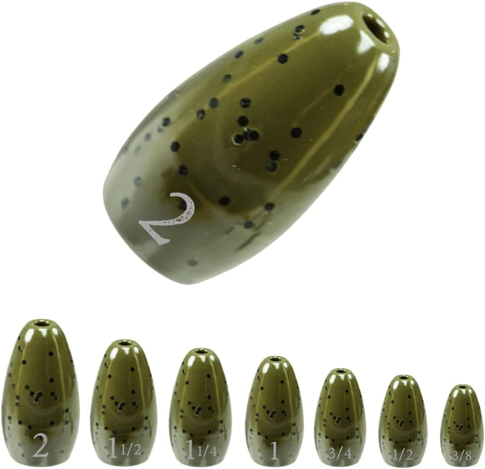 Reaction Tackle Tungsten Flipping Weights for Bass Fishing - Sinkers for Punching Through Heavy Cover - for Texas and Carolina Rigs - Size Stamped on All Weights