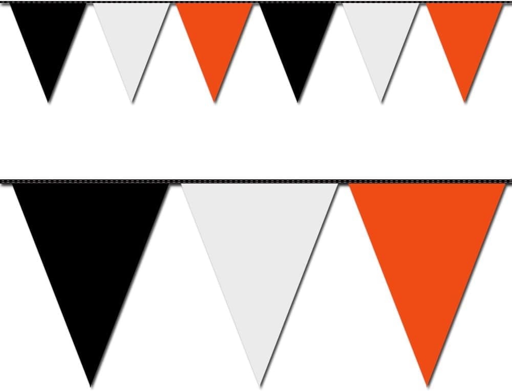 Ziggos Party Blue, White and Orange Triangle Pennant Flag 100 Ft.