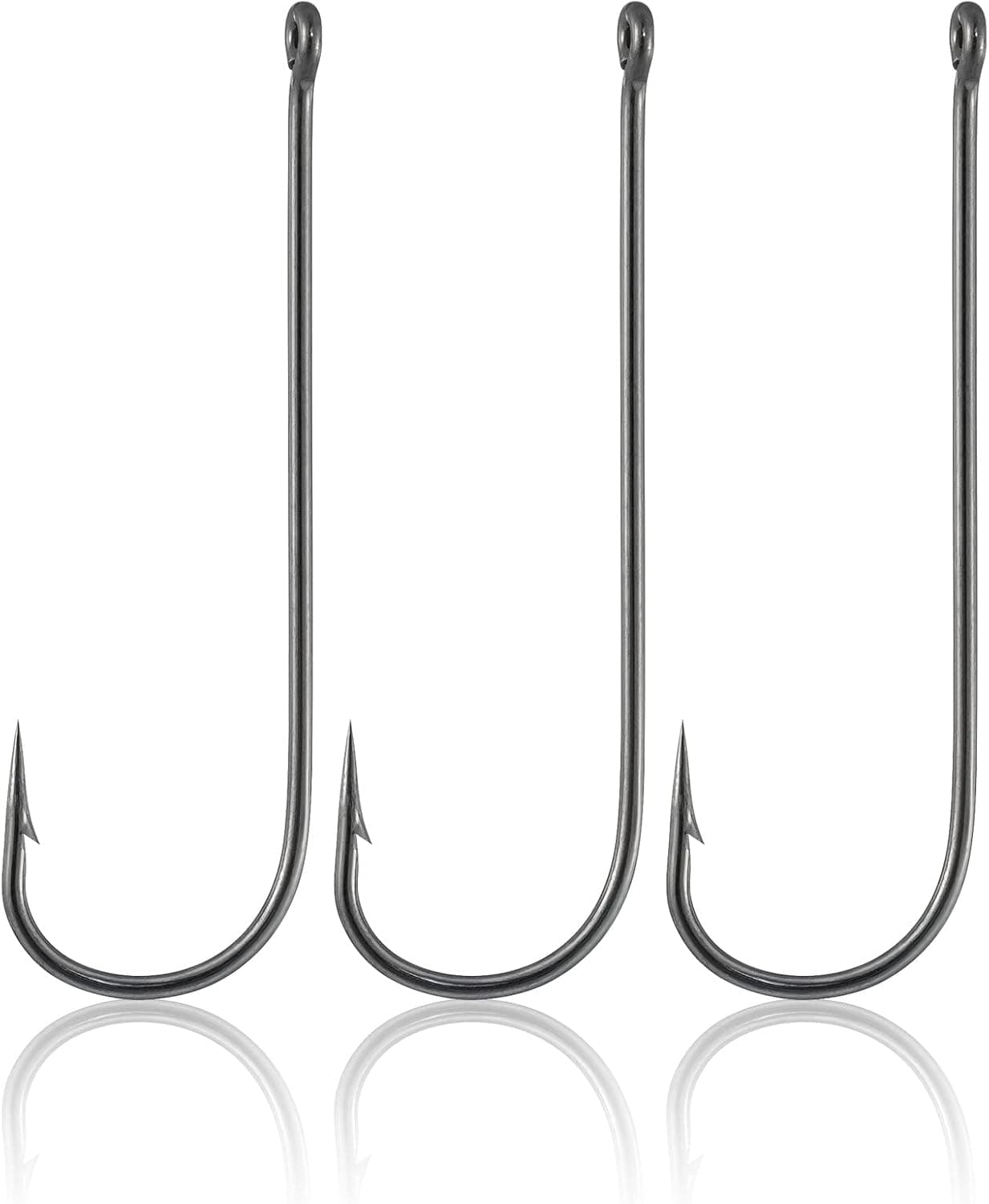 Dr.Fish 100 Pack Aberdeen Hooks Offset Hooks Long Shank Hooks Light Wire Fishing Hooks High Carbon Steel Freshwater Fishing Tackle for Trout Bass Catfish