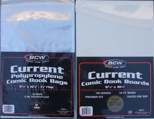 (25) BCW CURRENT COMIC BOOK BAGS, ACID-FREE BACKING BOARDS