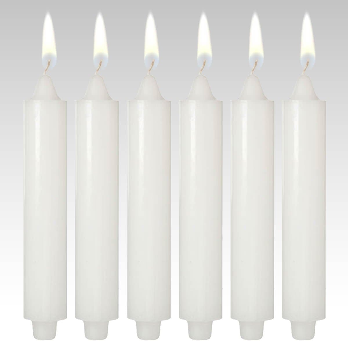 9" White Club Candles (Set of 6) Lead Free Cotton Wicks Made in USA