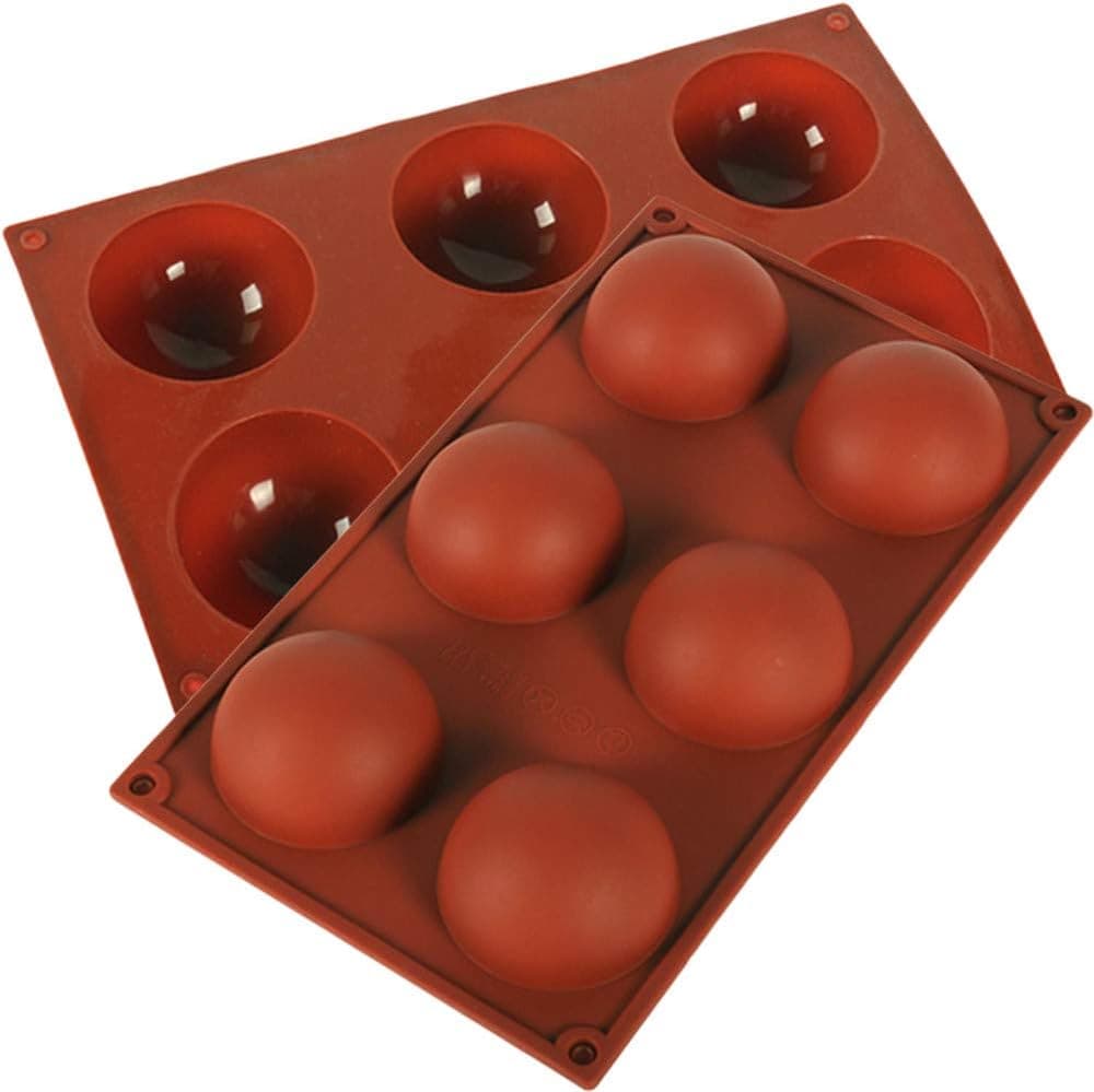 6 Holes Silicone Mold For Chocolate-Cake-Jelly-Pudding-Handmade Soap, Round Shape, Half Sphere Mold Non Stick, BPA Free Cupcake Baking Pan (1PC)