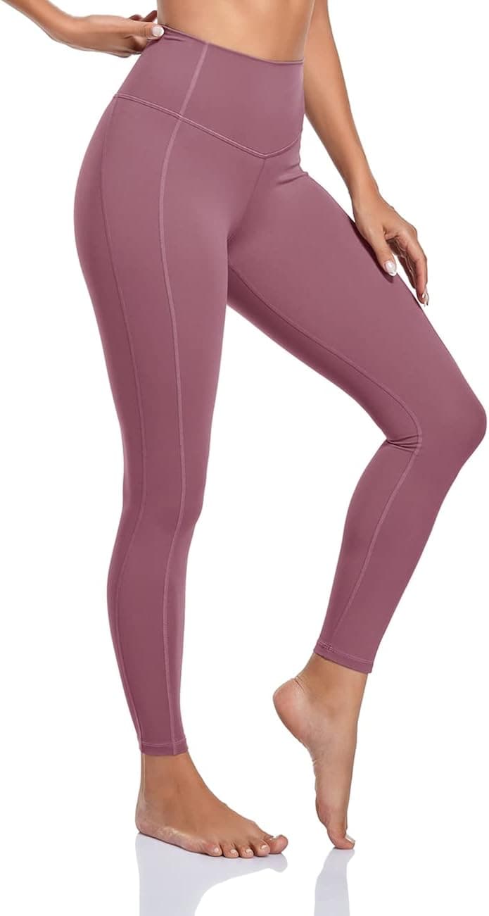 coastal rose Women's Yoga Pants Comfy Brushed 7/8 Length High Waisted Workout Leggings Sport Tights with Inner Pocket