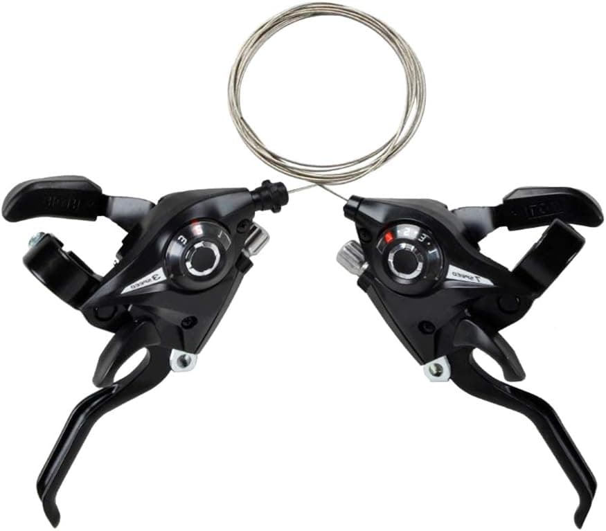 Yitokmc 1 Pair Mountain Bike Gear Shifter Bicycle 3x7 Speed Shifter with Brake Cable MTB Bicycle Brake Lever Shifter Set, 3 Speed(Left Side) & 7 Speed(Right Side)