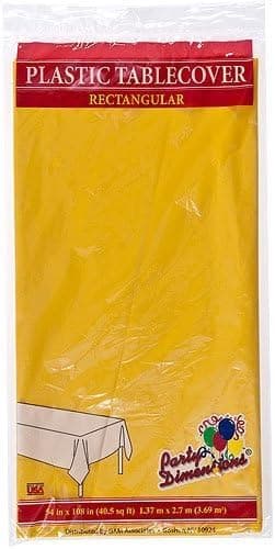 Plastic Party Tablecloths - Disposable, Rectangular Tablecovers - 4 Pack - Sunshine Yellow - By Party Dimensions