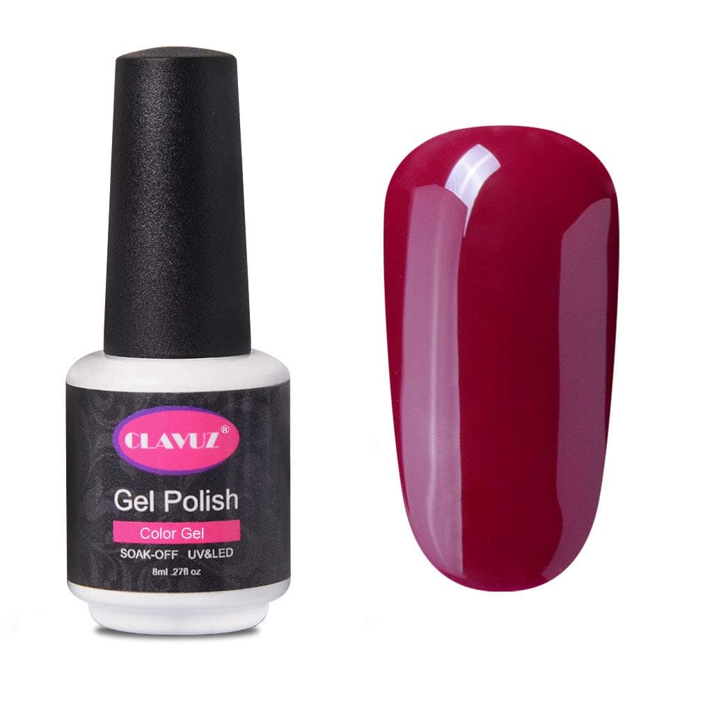 CLAVUZ Burgundy Nail Polish Soak Off UV LED Gel Nail Varnish Professional Salon Beauty Manicure Art Lacquer 8ML