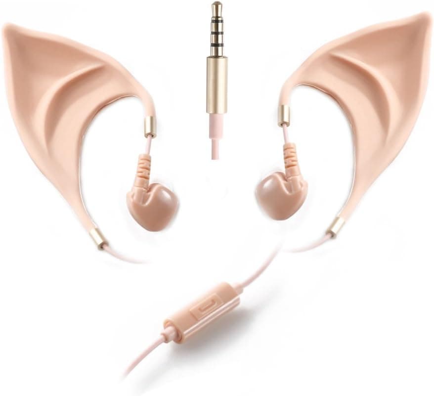 Elf Earbuds Corded Headphones Wired in-Ear Headset Cosplay Costume Accessories 3.5mm with Mic for iPhone iPad Android Computer Notebook