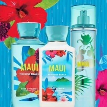 Bath & Body Works" Maui Hibiscus Beach " Gift Set Body Lotion , Shower Gel & Fragrance Mist