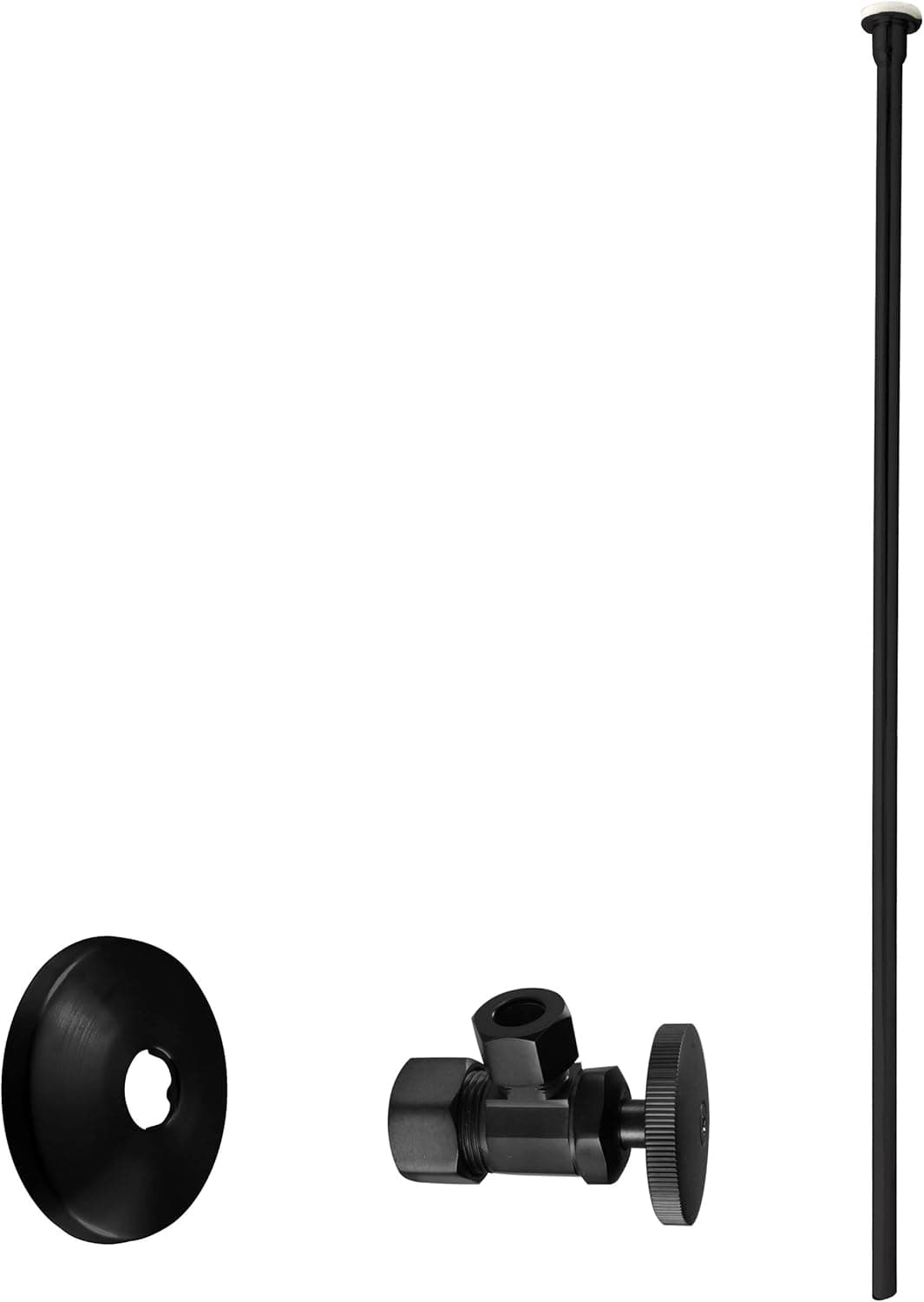 Westbrass D105KFH-62 5/8" x 3/8" OD x 20" Flat Head Riser Supply Line Kit with Round Handle Angle Supply Shut Off Valve for Toilet, Matte Black