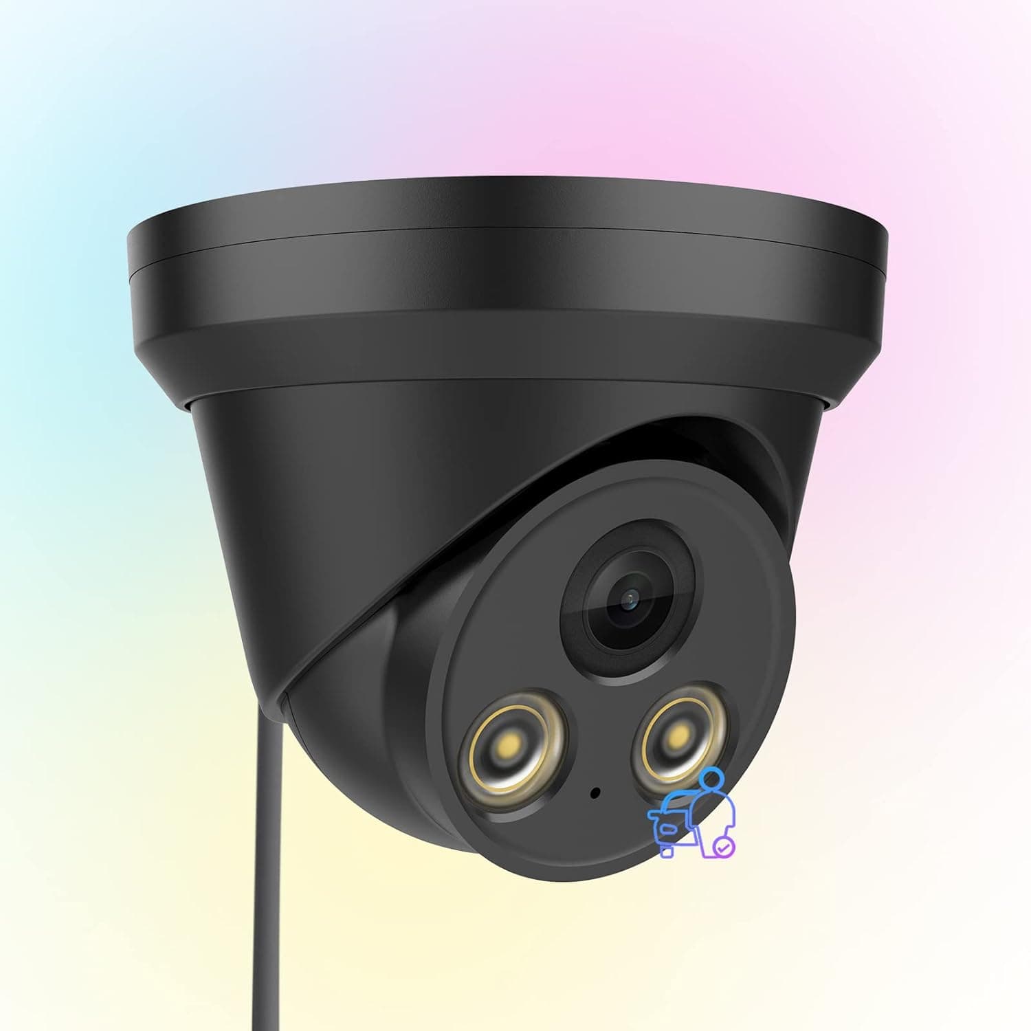 5MP Full Color Night Vision PoE IP Camera,Human/Vehicle Detection,Outdoor Surveillance Turret Camera(Black) with Mic/Audio,2.8mm Len,IP67(Compatible for Hikvision)