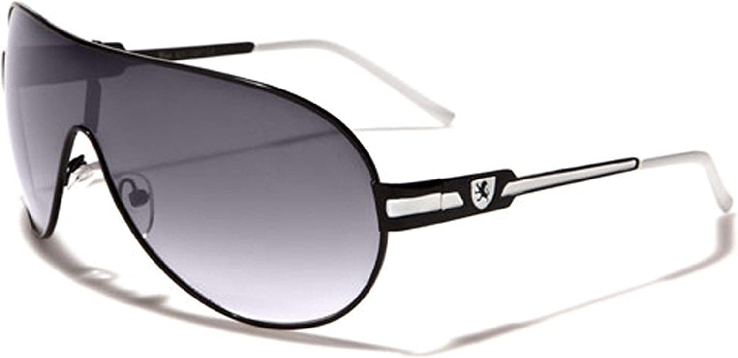 Khan Men's Round Aviator Shield Lens Sport Designer Sunglasses