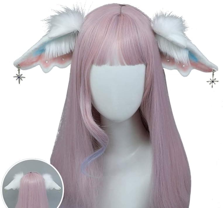 Jonsdavian Handmade Furry Wolf Fox Ears Cat Headdress Simulation Fluffy Plush Animal Hair Hoop Kawaii Anime Cosplay Headband (31)