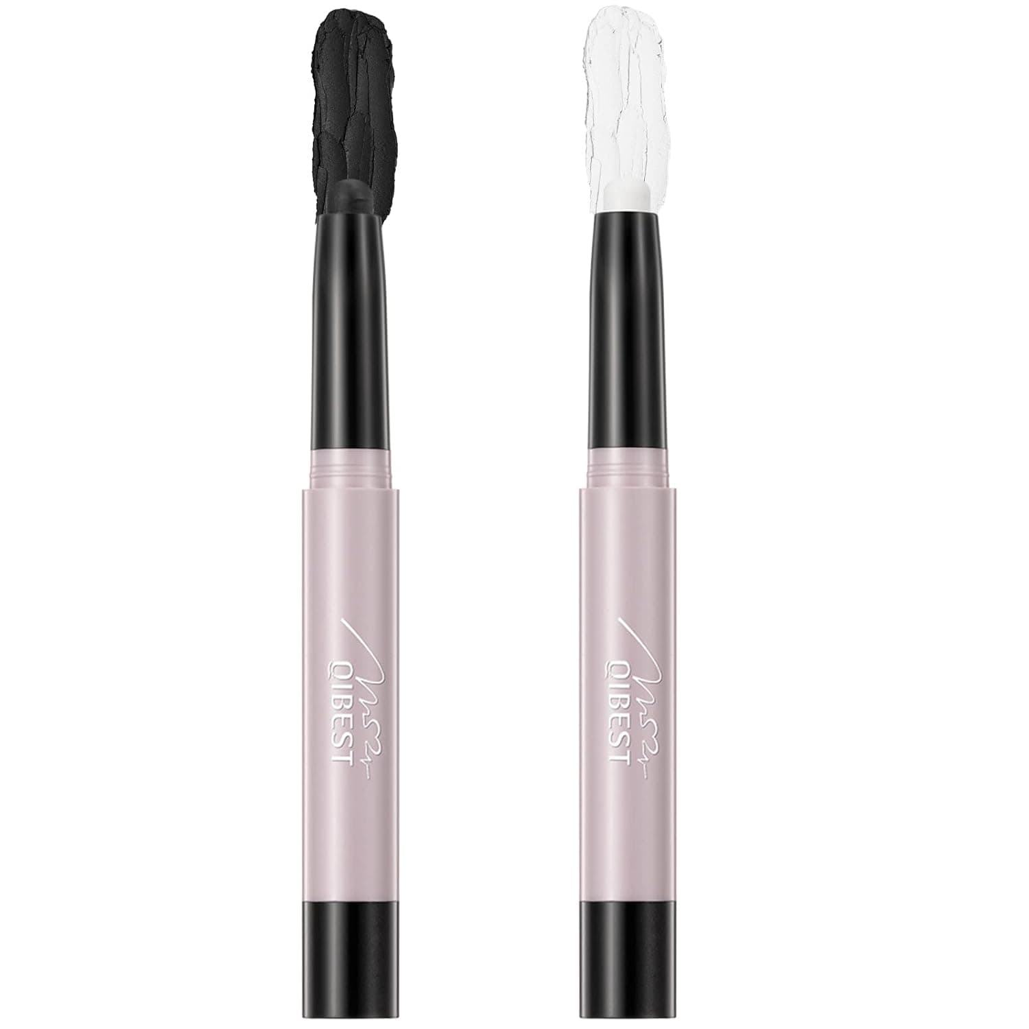 MEICOLY 2pcs Creamy Eyeshadow Stick,White Black Eyeshadow Stick for Halloween,Matte Eyeshadow Pencil Crayon,White Eye Brightener Stick,Soft & Smooth Easy To Color