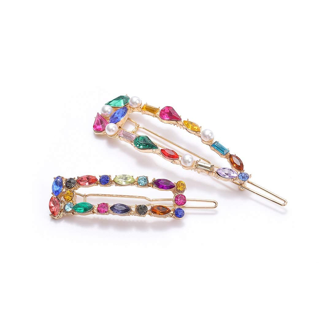 Briskaari Hair Clips Gold Hair Pins Pearl Hair Barrettes Geometric Hair Accessories for Women and Girls (Pack of 2)